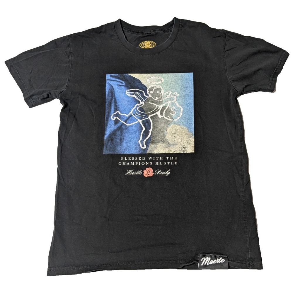 MUERTE Hustle Daily BLESSED WITH THE CHAMPIONS HUSTLE Black T-Shirt - Men Medium
